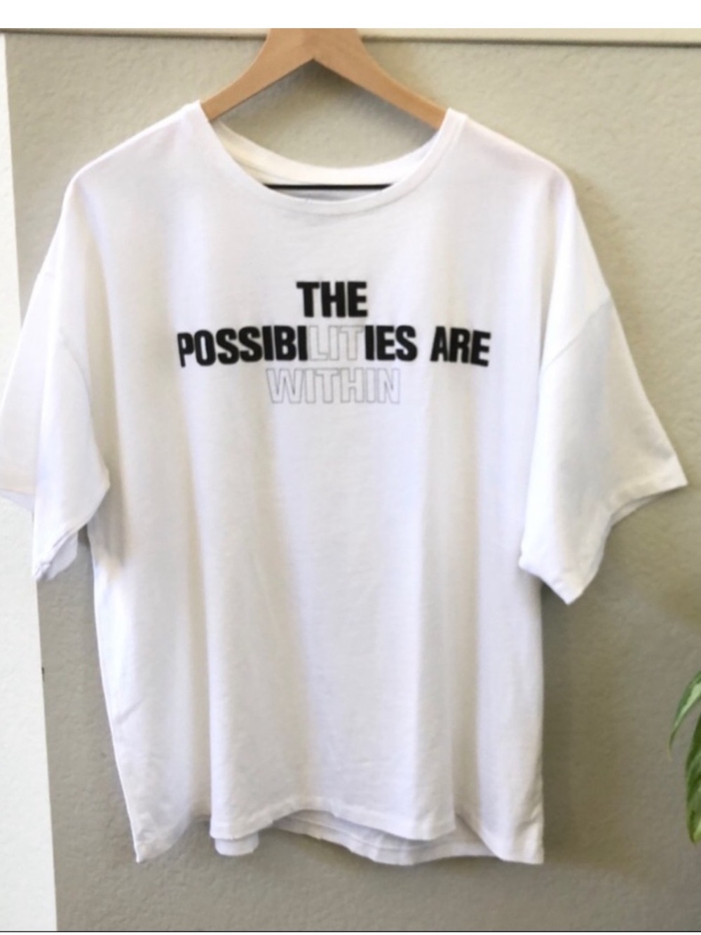 7 For All Mankind White Graphic Short Sleeve Tee "The Possibilities Within"